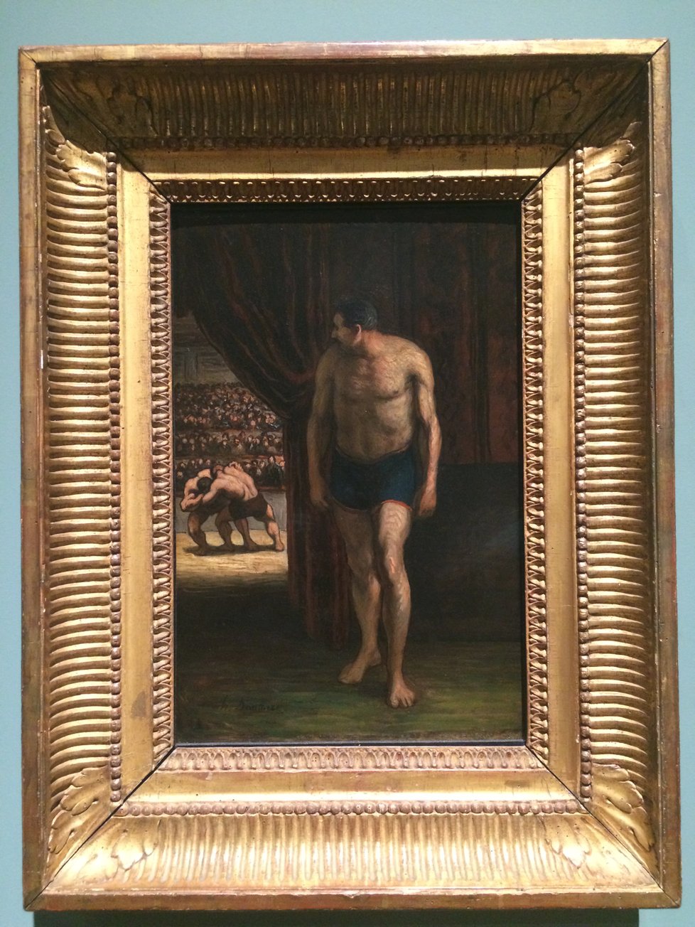 Honoré Daumier je na výstavě zastoupen obrazem Zápasníci. Pro mnohé přitom může být překvapením, že impresionisté nemalovali jen krajiny a výjevy z přírody, ale také portréty nebo výjevy ze společenského života.