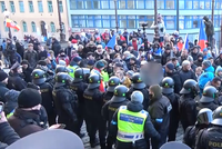 Útok demonstrantů na Národní muzeum: Kvůli snaze strhnout ukrajinskou padlo 14 pokut