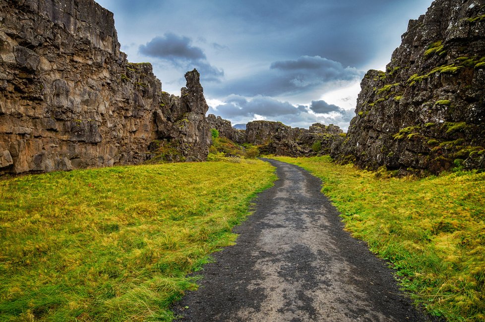 Národní park Þingvellir nedaleko Reykjavíku.