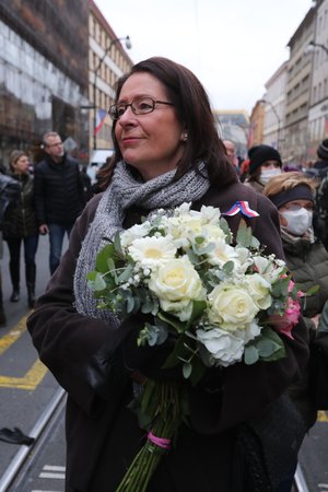 Miroslava Němcová (ODS) na Národní třídě (17.11.2021)