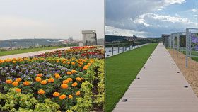 Levitující zahrada Národního zemědělského muzea nabízí úžasný výhled na pražské panorama.
