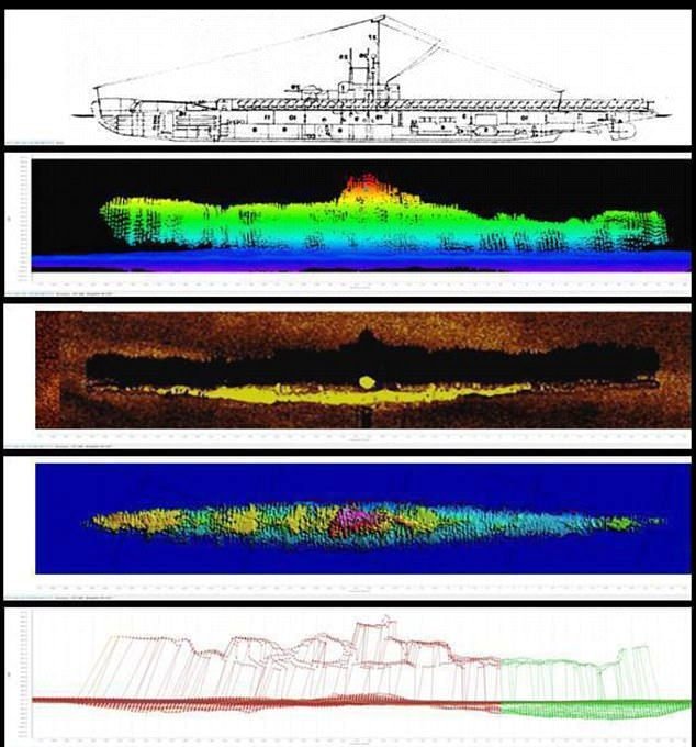 Pohledy na vrak ponorky Narwhal 94 metrů pod hladinou oceánu