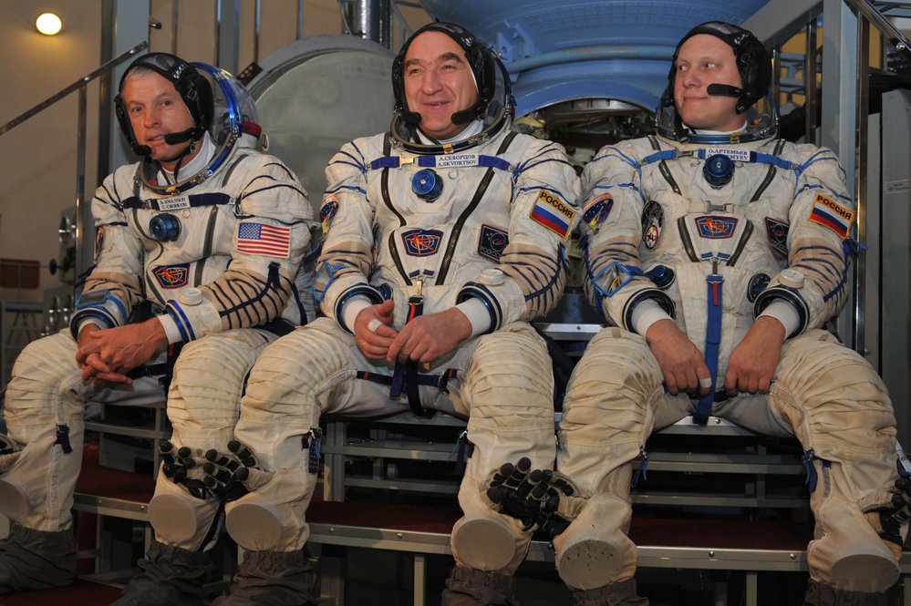 Ruské skafandry Sokol se používají při startu a přistání lodě Sojuz