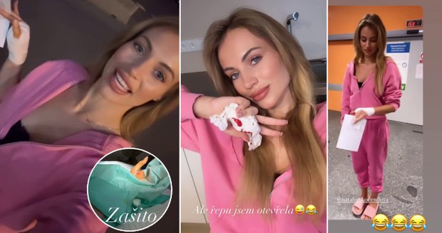 Natálie Kočendová se pořezala při otevírání sklenice.