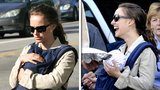 Natalie Portman nosí syna v batůžku