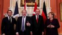 Summit NATO: Zleva Emmanuel Macron, Boris Johnson, Recep Tayyip Erdogan a Angela Merkelová (3. 12. 2019)