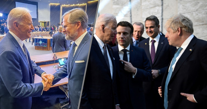 NATO řeší pomoc Ukrajincům: Vojáci neprojdou, zbraně nejspíš ano. Biden se vítal s Fialou