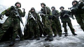 Švédští vojáci při cvičení s NATO, 22. března