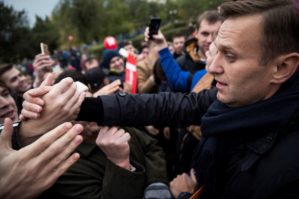 Navalnyj při demonstraci