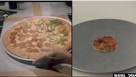 Zvětšená pizza z mikrovlnky taky neuspěla.