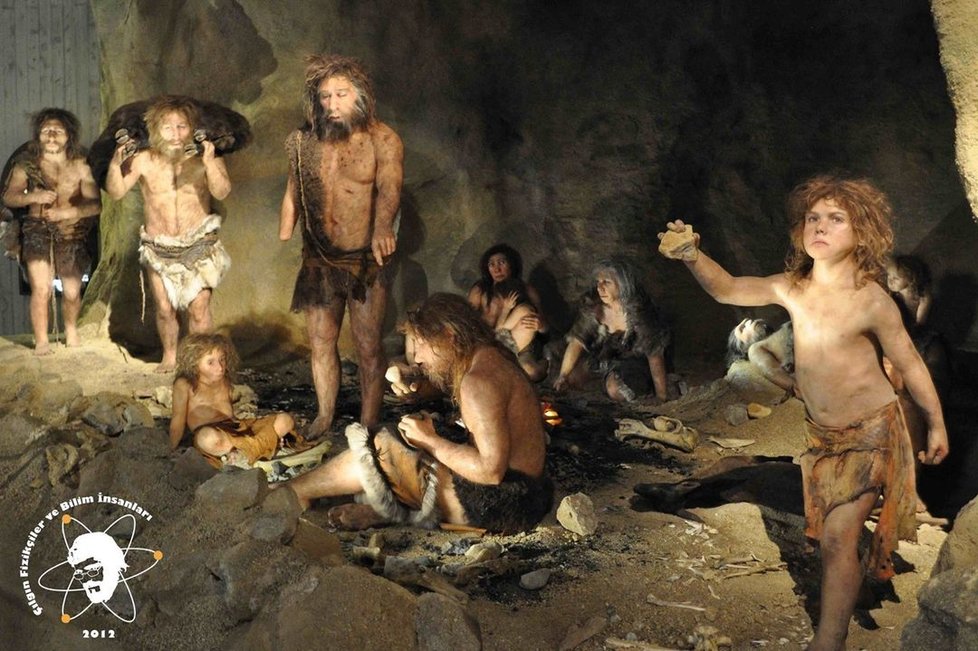 Tlupa neandertálců v muzeu Krapina, Chorvatsko.