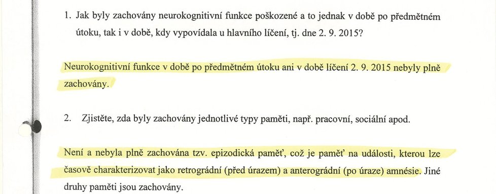 Klíčová pasáž znaleckého posudku psychiatrů z Národního ústavu duševního zdraví v Klecanech.