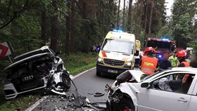 Při čelním střetu fabie a audi se ve středu ráno na Blanensku zranilo 5 cestujících, z toho dvě děti.