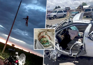 A teenage girl survived a horrific car crash in which the car catapulted her into a power line.