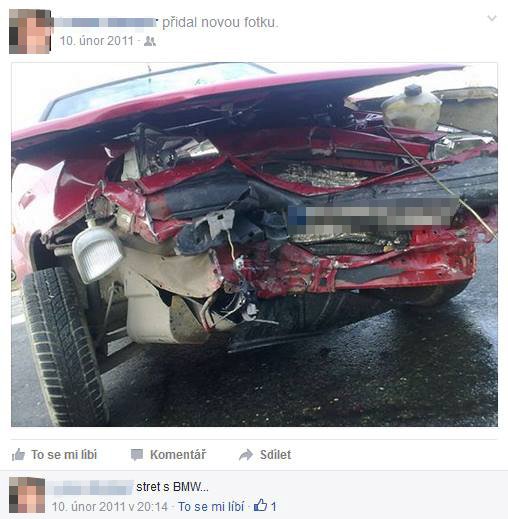 Lukáš, který byl účastníkem autonehody v Horažďovicích, se chlubil zběsilou jízdou na Facebooku.