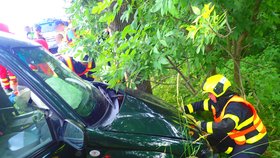 U Raduně na Opavsku narazilo auto do stromu. Cestovalo v něm pět lidí, z toho dvě děti.