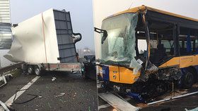 U Břeclavi se srazil autobus s dodávkou a osobním autem. Při vážné nehodě se zranilo šest lidí.