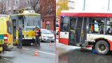 Vzduchem létali lidé, kusy plechu i sklo: Při srážce tramvaje a autobusu v Plzni 17 zraněných