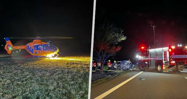 Tragická nehoda u Bernartic: Muž nehodu nepřežil, ženu do nemocnice transportoval vrtulník