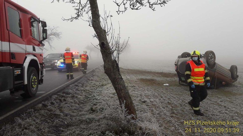 Nehoda u Hvožďan na severu Plzeňska