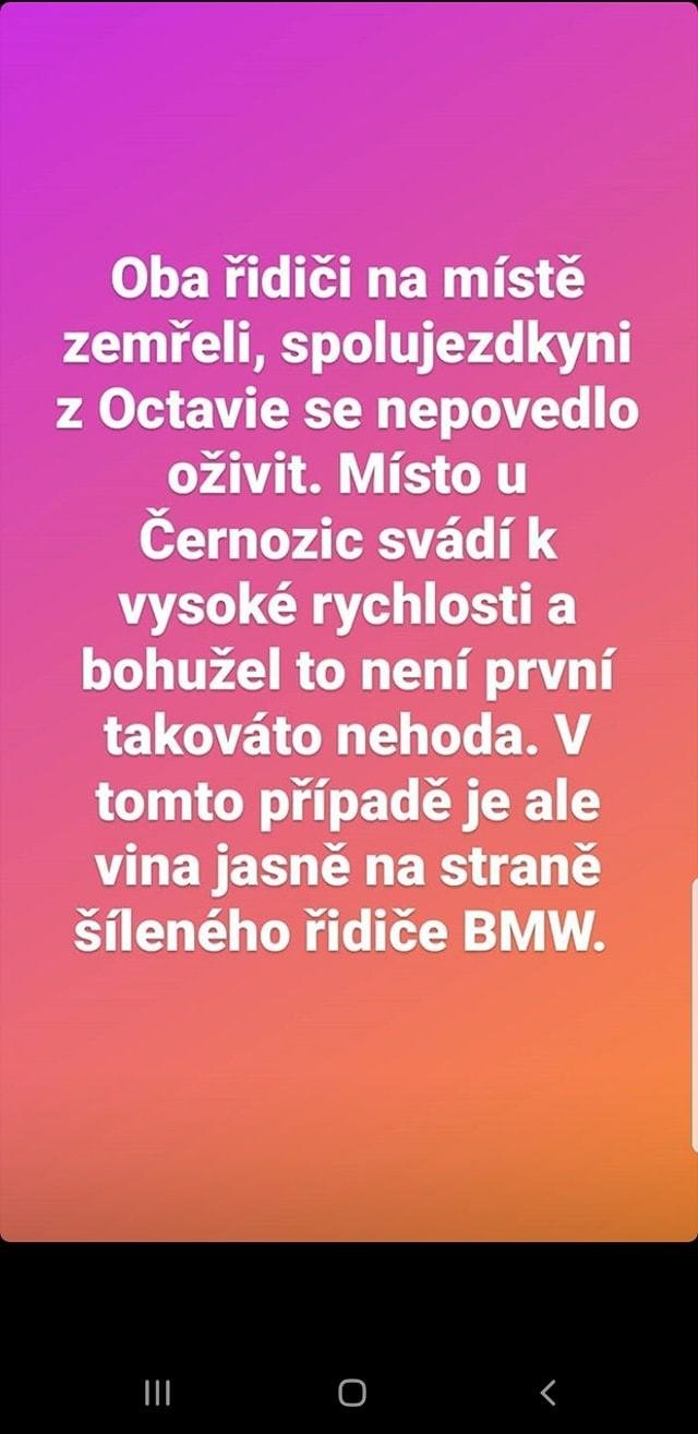 Očité svědectví nehody u Černožic, která stála život tři osoby.