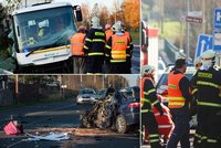 Smrtelná bouračka auta a autobusu v České Lípě: Jeden mrtvý, 10 zraněných!