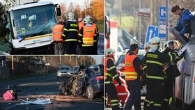 Tragická nehoda v České Lípě: Řidič auta zahynul po střetu s autobusem, ve kterém se zranilo 10 lidí
