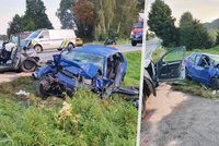 Tragická nehoda u Českých Budějovic: Střet dvou aut nepřežili tři lidé