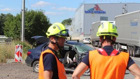 V Hořovicích došlo k dopravní nehodě. Zraněny byly dvě osoby (7. 8. 2022).