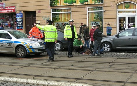 Záchranka ošetřovala zraněnou ženu několik minut přímo na silnici.