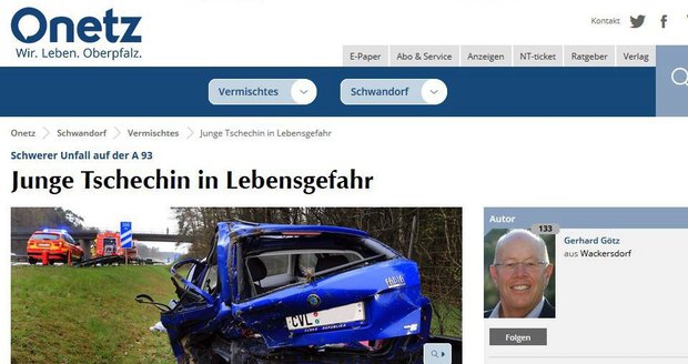 Při nehodě v Německu se zranily čtyři Češky: Jedna bojuje o život