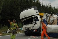 Dálnici D1 na Benešovsku zatarasil hořící kamion