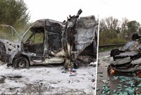 Hrozivá nehoda u Brna: Srazilo se osm aut. Jedno shořelo!
