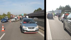 Řidič volva naboural na 190. kilometru dálnice D1 před Brnem čtyři osobní auta a ujel.