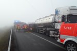 V úterý 23. února ráno se srazily dvě dodávky s kamionem na dálnici D1 u Ostrovačic.