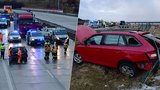 Hromadná nehoda na D1: Patnáct nabouraných aut, osm zraněných a uzavřená dálnice!
