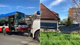 Šílená nehoda na Jarově: Autobus MHD zdemoloval plot a naboural do domu!