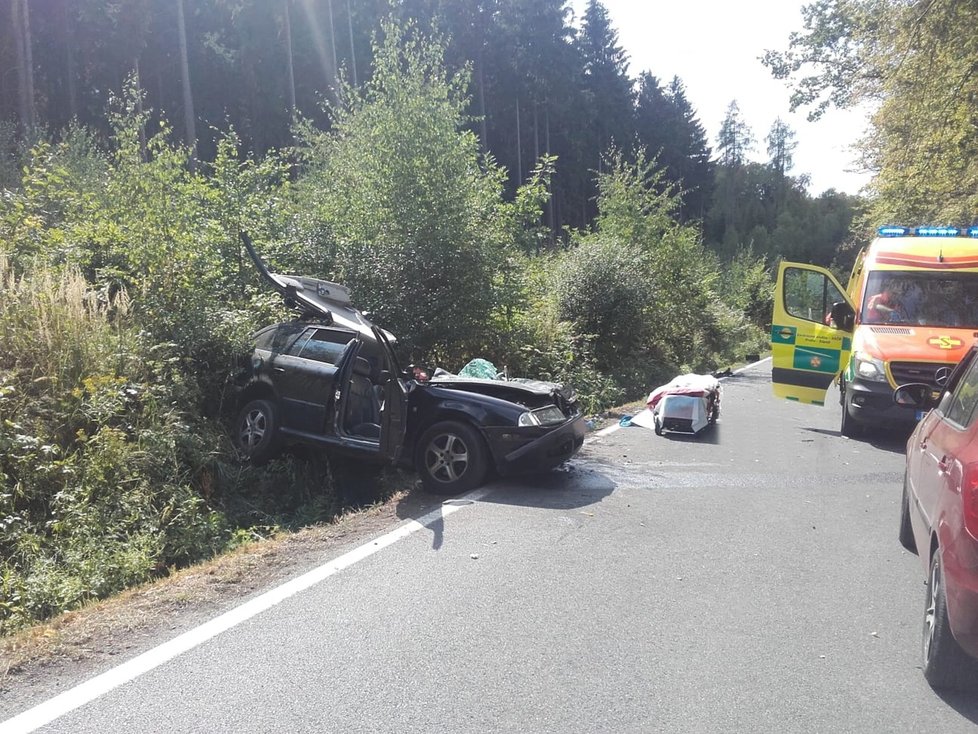 Při srážce aut u Jílového zemřel jeden z řidičů, druhý byl opilý