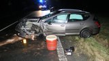 Dva vozy Peugeot se srazily na Domažlicku, žena (46) skončila v nemocnici