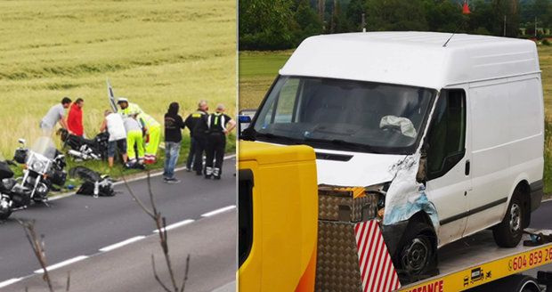 Hrůzná nehoda na Kutnohorsku: Dodávka smetla čtyři motorkáře! Jeden zemřel