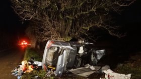 Nehoda u Libčic: Devatenáctiletá spolujezdkyně zemřela, řidiče odvezl vrtulník těžce zraněného