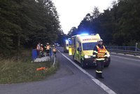 Řidič uhořel po čelní srážce u Vsetína! Dvě děti zachraňoval vrtulník