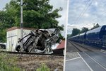 Nehoda nákladního vlaku a dodávky v Mělníku. (2.7.2023)