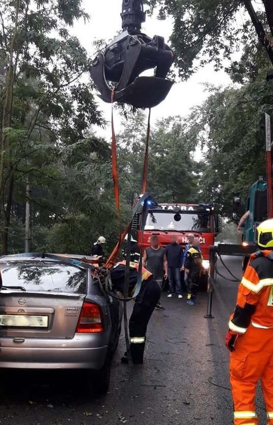 Dvacetiletý řidič vyjel ze silnice, sjel ze svahu a skončil mezi stromy u železniční trati.