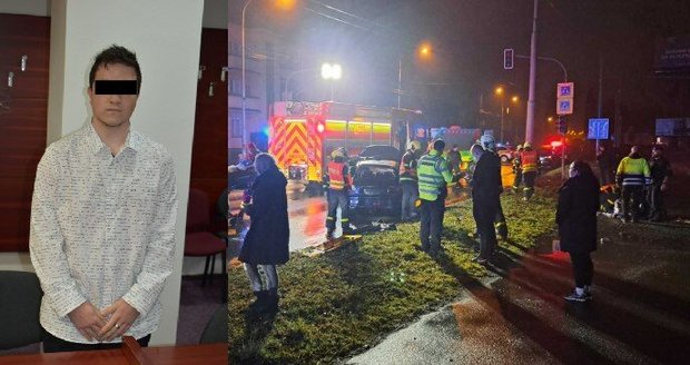 Při dopravní nehodě v Ostravě podle žaloby Damien M. (20) zranil pět maldých lidí. Mladý muž vinu svaluje na auto.