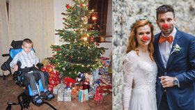 Péťa, kterému pomohla biatlonistka Koukalová, si konečně po nehodě užil první Vánoce doma s maminkou.