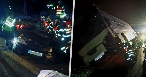 Nehoda na Českobudějovicku: Po srážce s osobákem havaroval autobus s lyžaři!