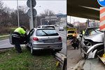 Nehoda v Praze: Zfetovaný řidič ujížděl policii a naboural se.