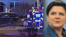 Nehoda polské premiérky Beaty Szydlové  po nehodě u Osvětimi, 10. 2. 2017