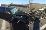 Dvě auta se čelně srazila na dálnici D5 u Rokycan: Jedno jelo 1,5 km v protisměru